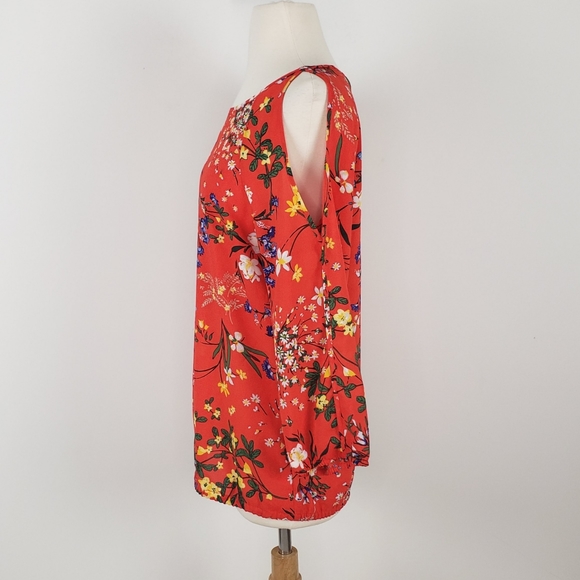 New York & Company Floral Cold Shoulder Blouse - Picture 5 of 12